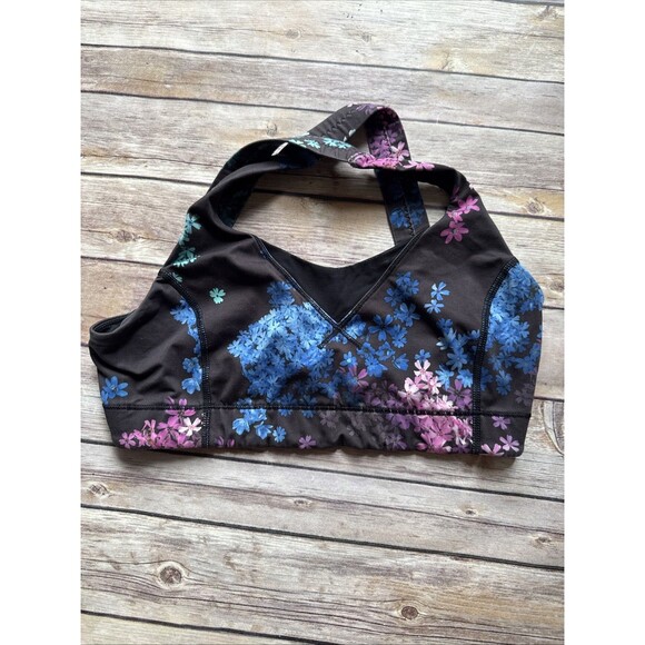 Lululemon Sports Bra Black Floral Multi Color Size 8 - Picture 1 of 4